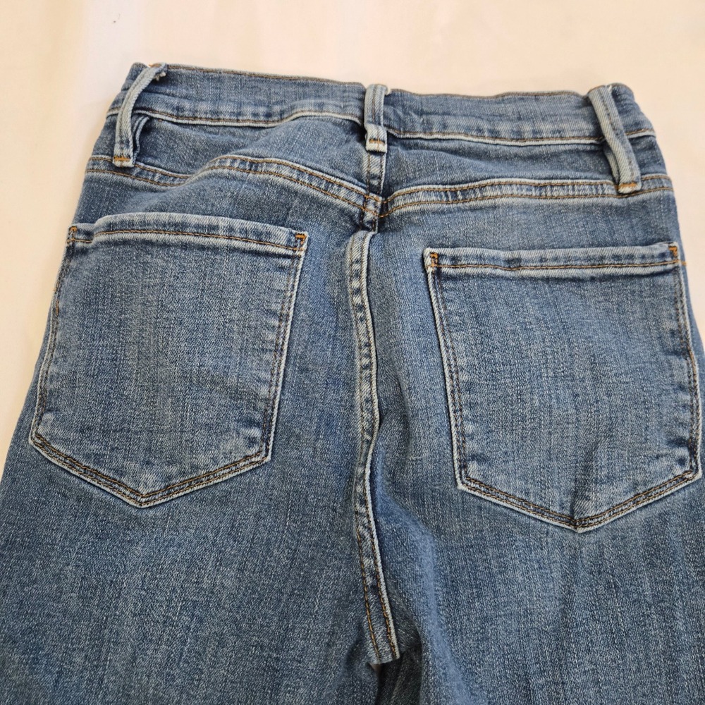 FRAME Le Sylvie Crop Jeans Womens Size 25 Blue Denim Distressed Hem 25x21 Chic - Picture 12 of 13